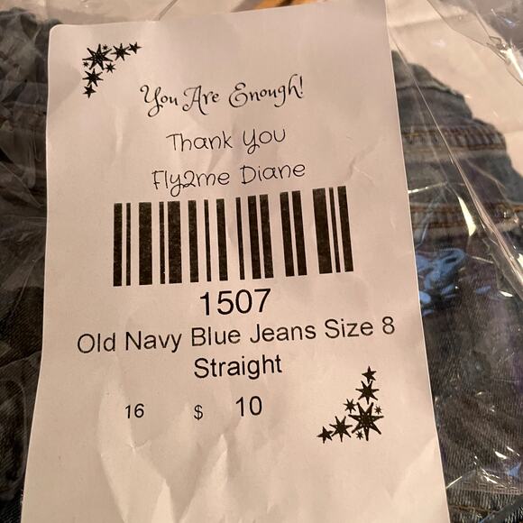 Old Navy Blue Jeans Size 8 Child Straight elastic back Build in flex - Picture 10 of 10